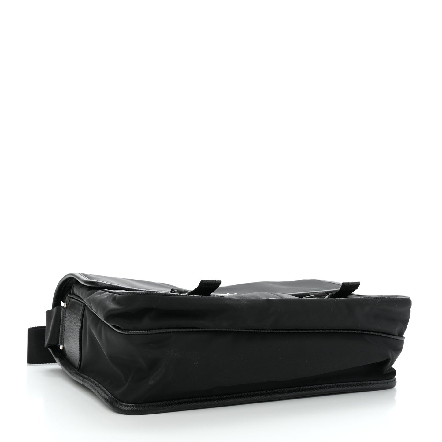 Tessuto Nylon Saffiano Large Double Snap Buckle Messenger Bag Black