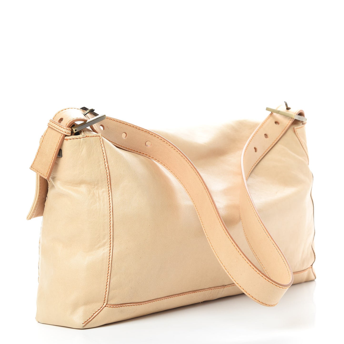 Goatskin Whipstitch Large Convertible Baguette Vacchetta