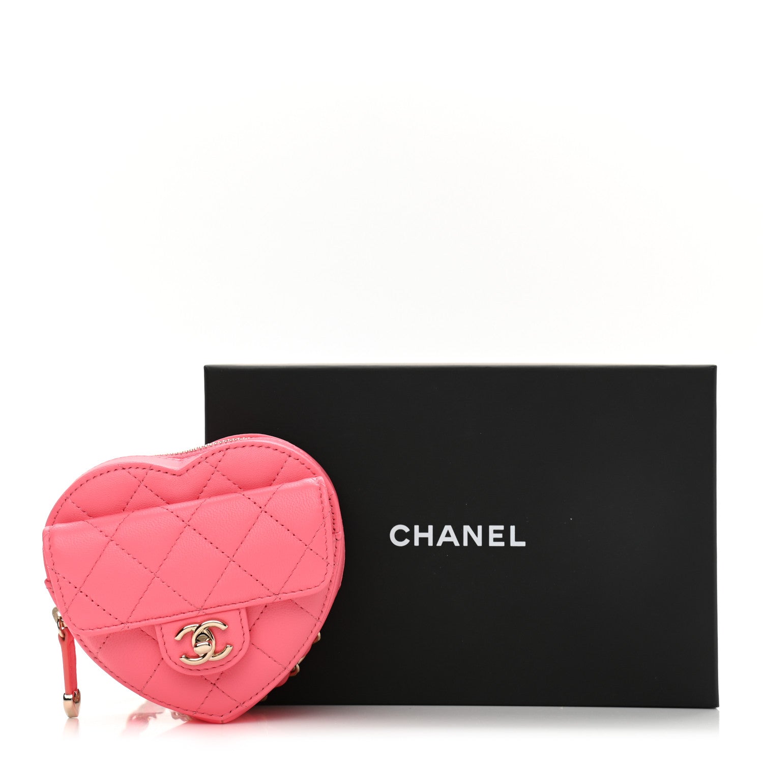 Chanel Lambskin Quilted CC In Love Heart Waist Belt Bag With Chain Pink 11 of 11