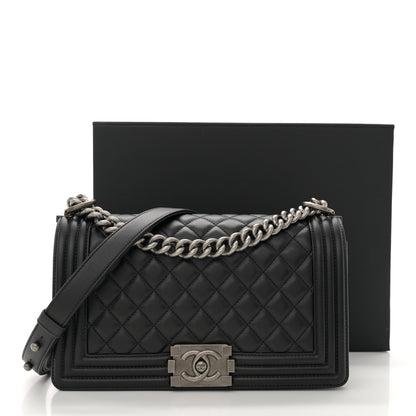 Chanel Lambskin Quilted Medium Boy Flap Black 11 of 11