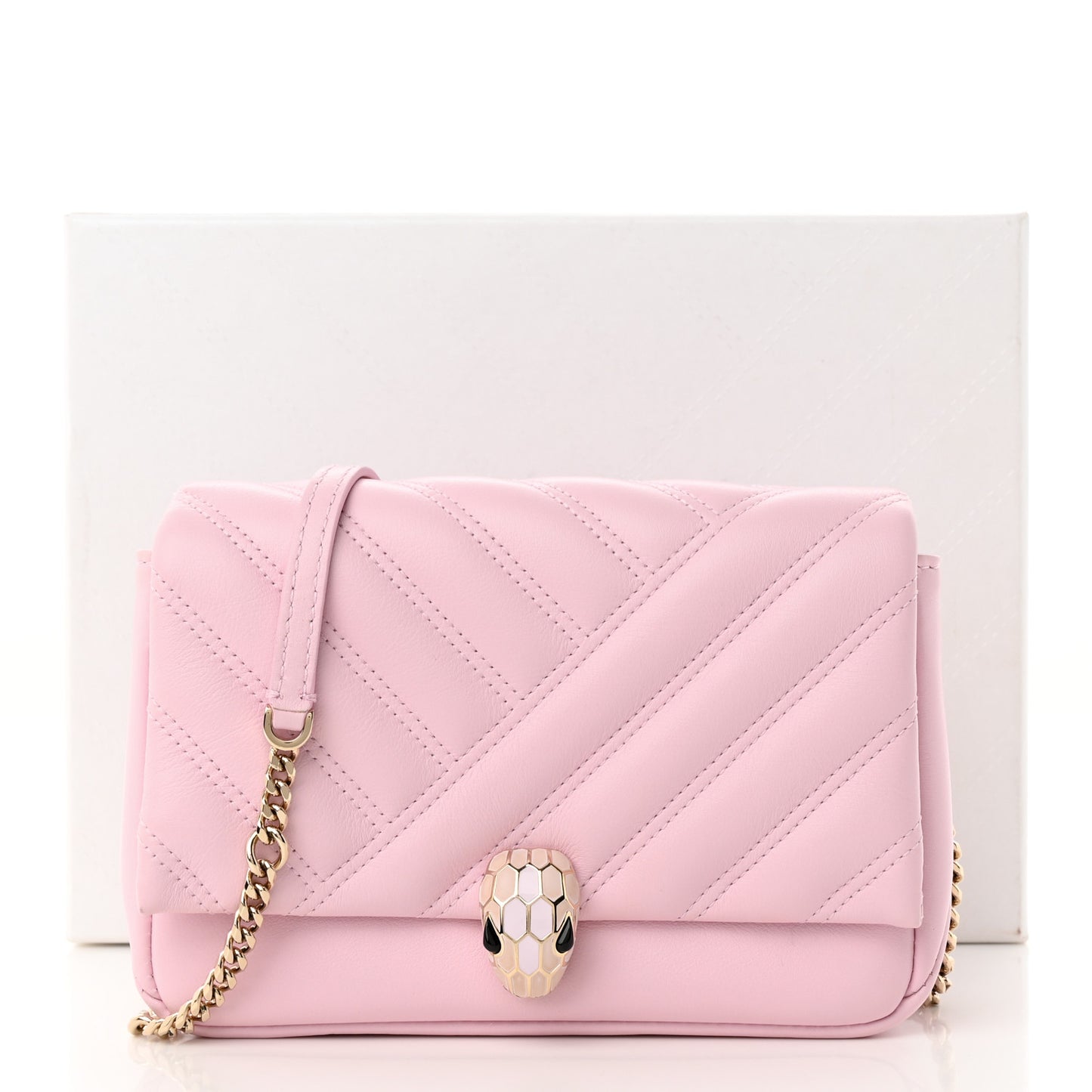 Calfskin Matelasse Serpenti Cabochon Shoulder Bag Pink