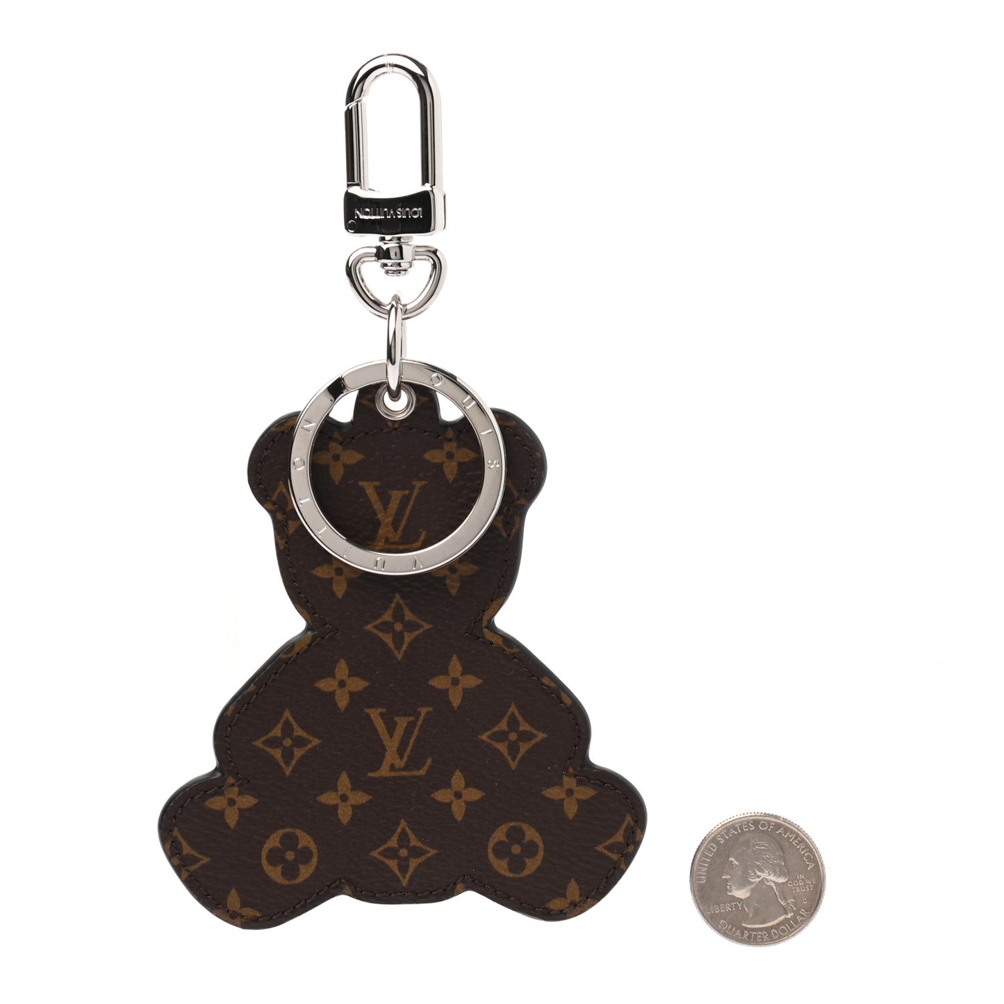 Monogram Teddy Bear Bag Charm Key Holder Brown