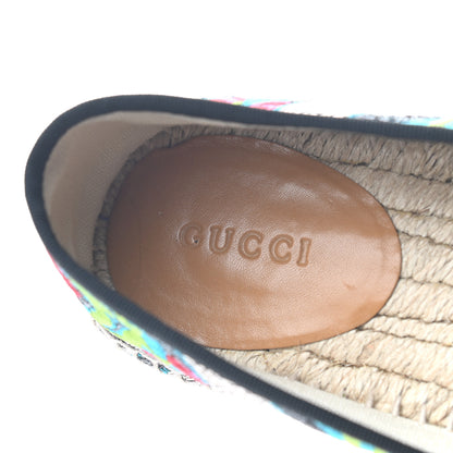Gucci Tapestry Brocade Blind For Love Espadrilles 37 Acquamarine Green Black 7 of 7