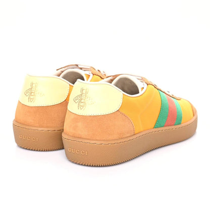 Gucci Nylon Calfskin Suede Web Mens G74 Sneakers 8 Crop Wildflower 4 of 11
