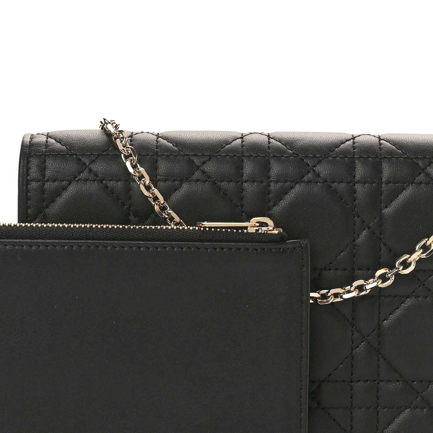 Christian Dior Lambskin Cannage Lady Dior Pouch Black 9 of 11