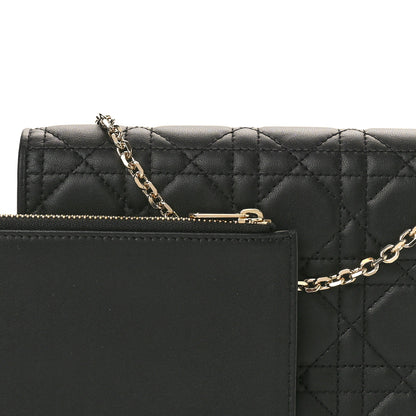 Christian Dior Lambskin Cannage Lady Dior Pouch Black 9 of 11