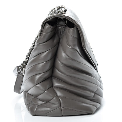 Saint Laurent Calfskin Y Quilted Monogram Large Loulou Chain Satchel Earth 14 of 15