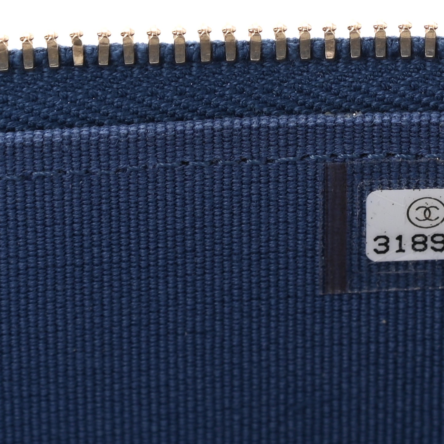 Lambskin Quilted Small Top Handle Vanity Case With Chain Dark Blue