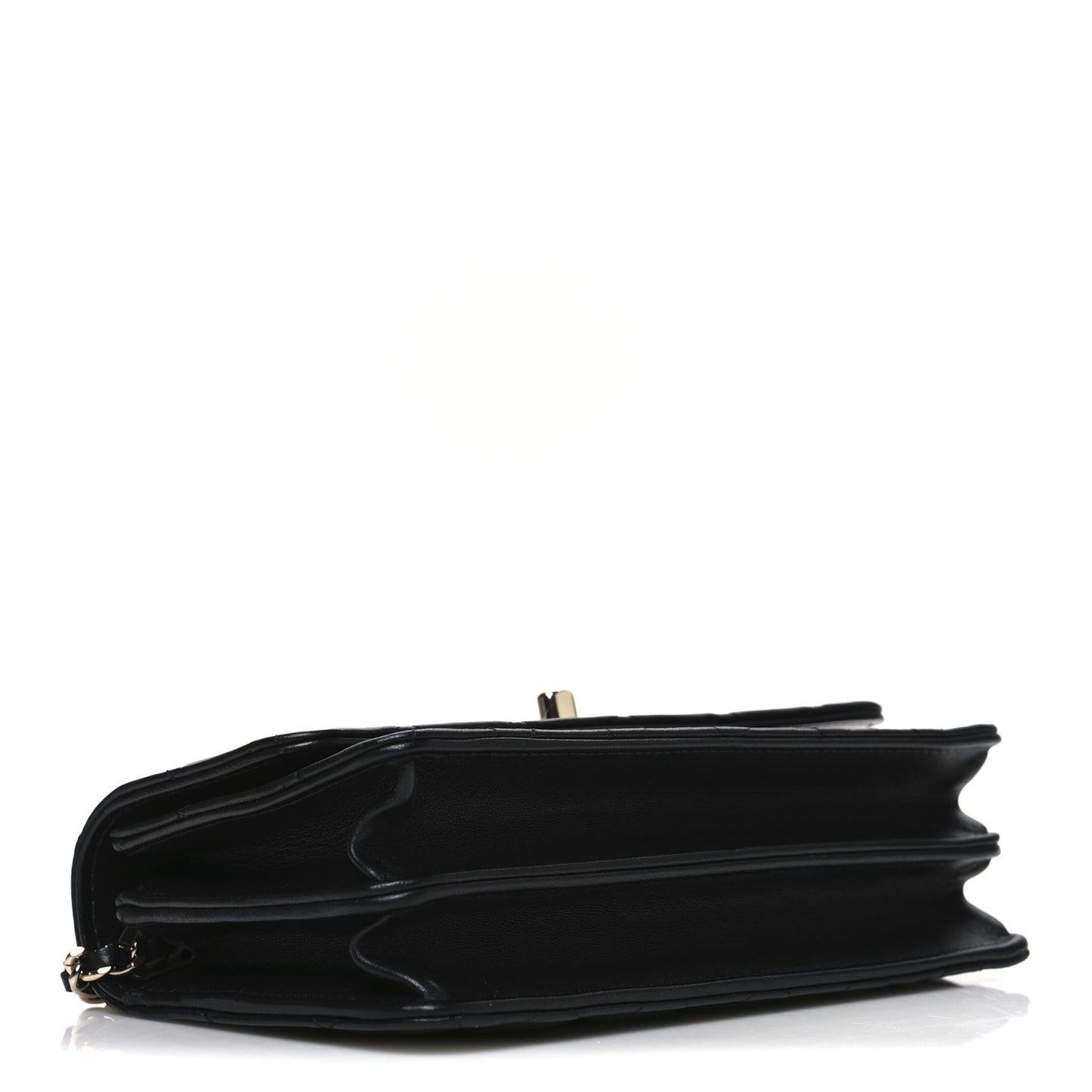 Lambskin Quilted Trendy CC Dual Handle Clutch With Chain Black