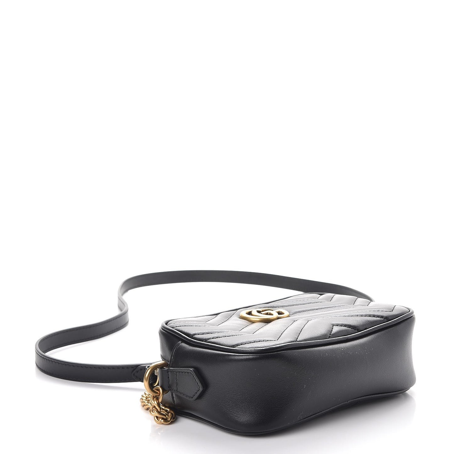 Calfskin Matelasse Mini GG Marmont Chain Shoulder Bag Black