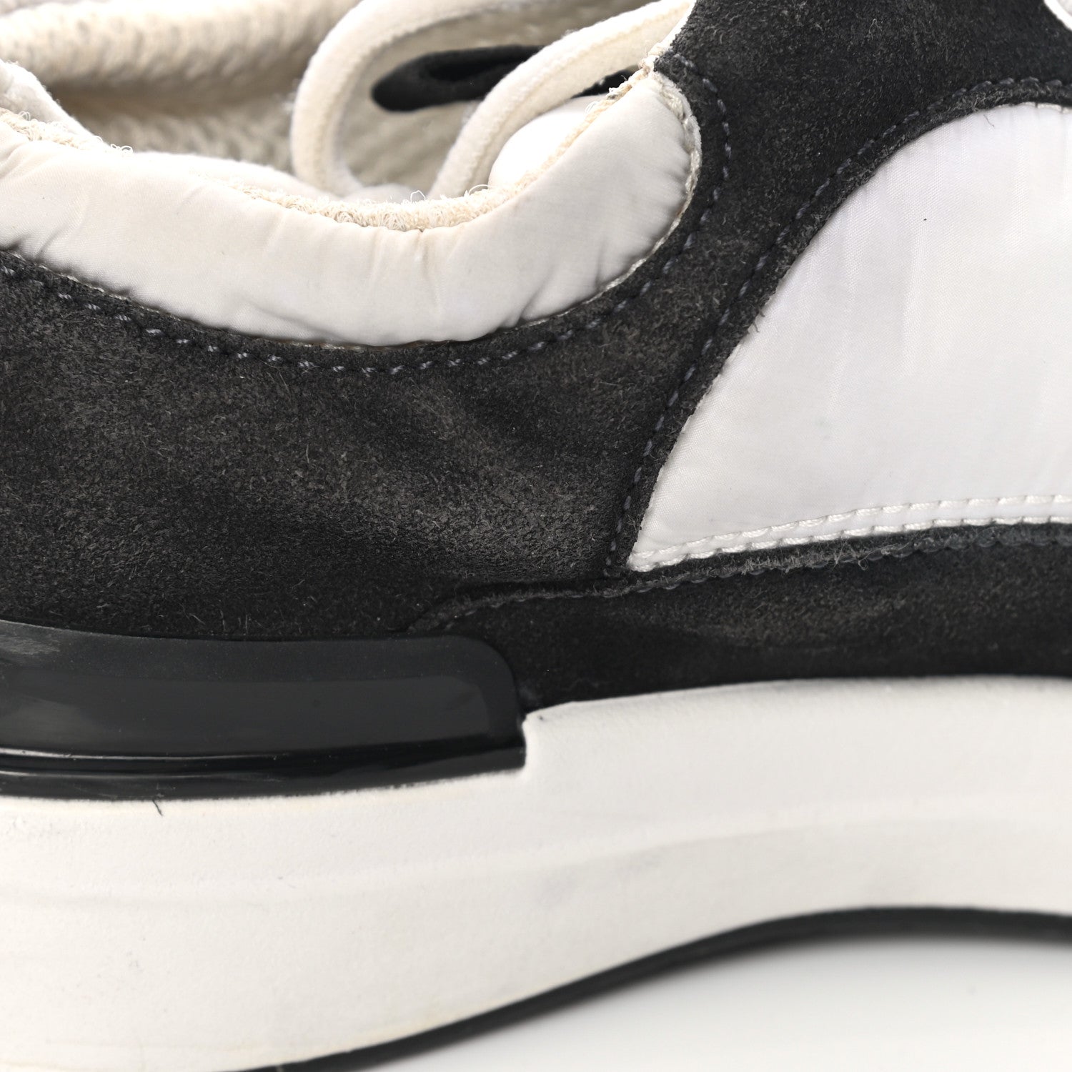Chanel Nylon Suede Calfskin CC Sneakers 36 White Dark Grey 8 of 11
