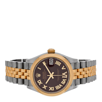 Rolex Stainless Steel 18K Yellow Gold Diamond 31mm Oyster Perpetual Datejust Watch Aubergine Roman 278243 2 of 5