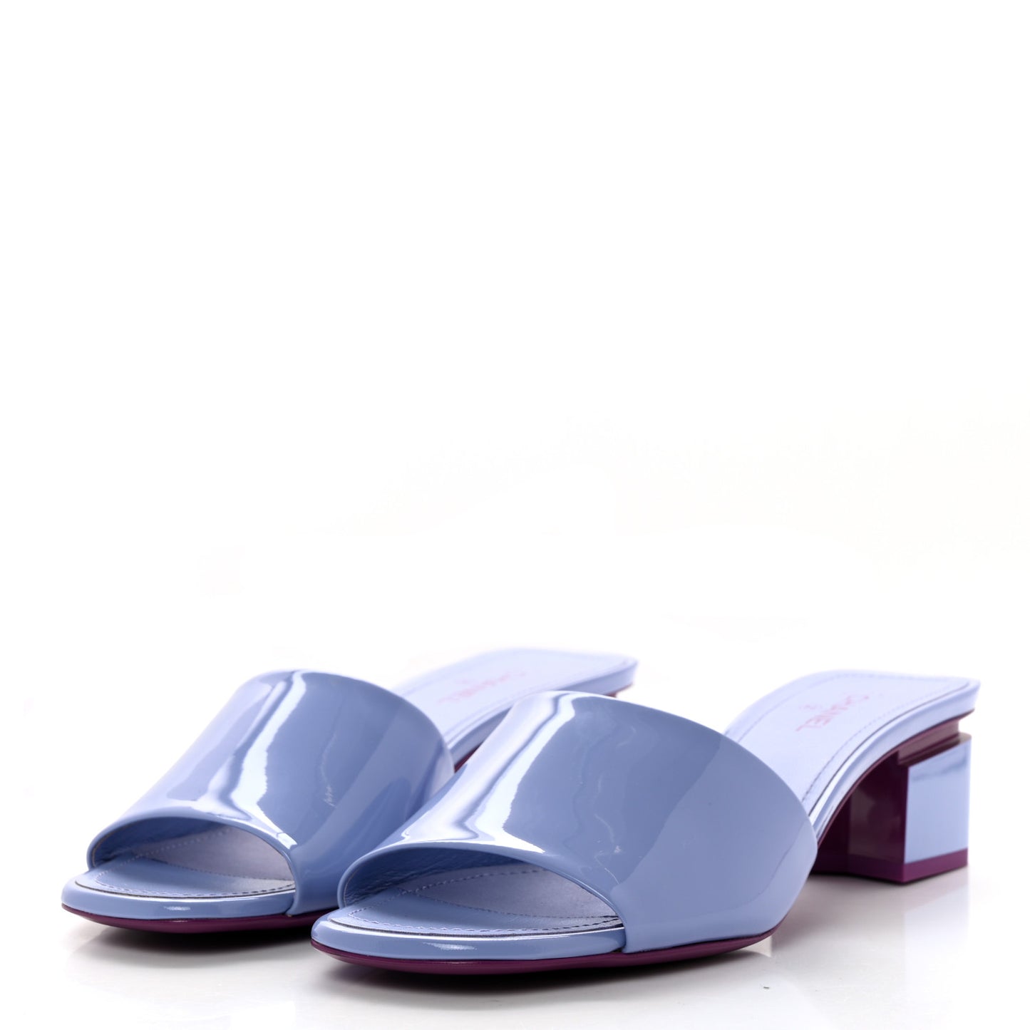 Patent Calfskin CC Mules 39 Light Purple Dark Purple