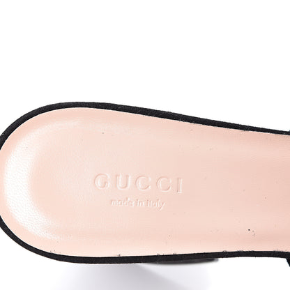 Gucci Kid Scamosciato GG Marmont Fringe 75mm Slide Sandals 40.5 Black 7 of 10