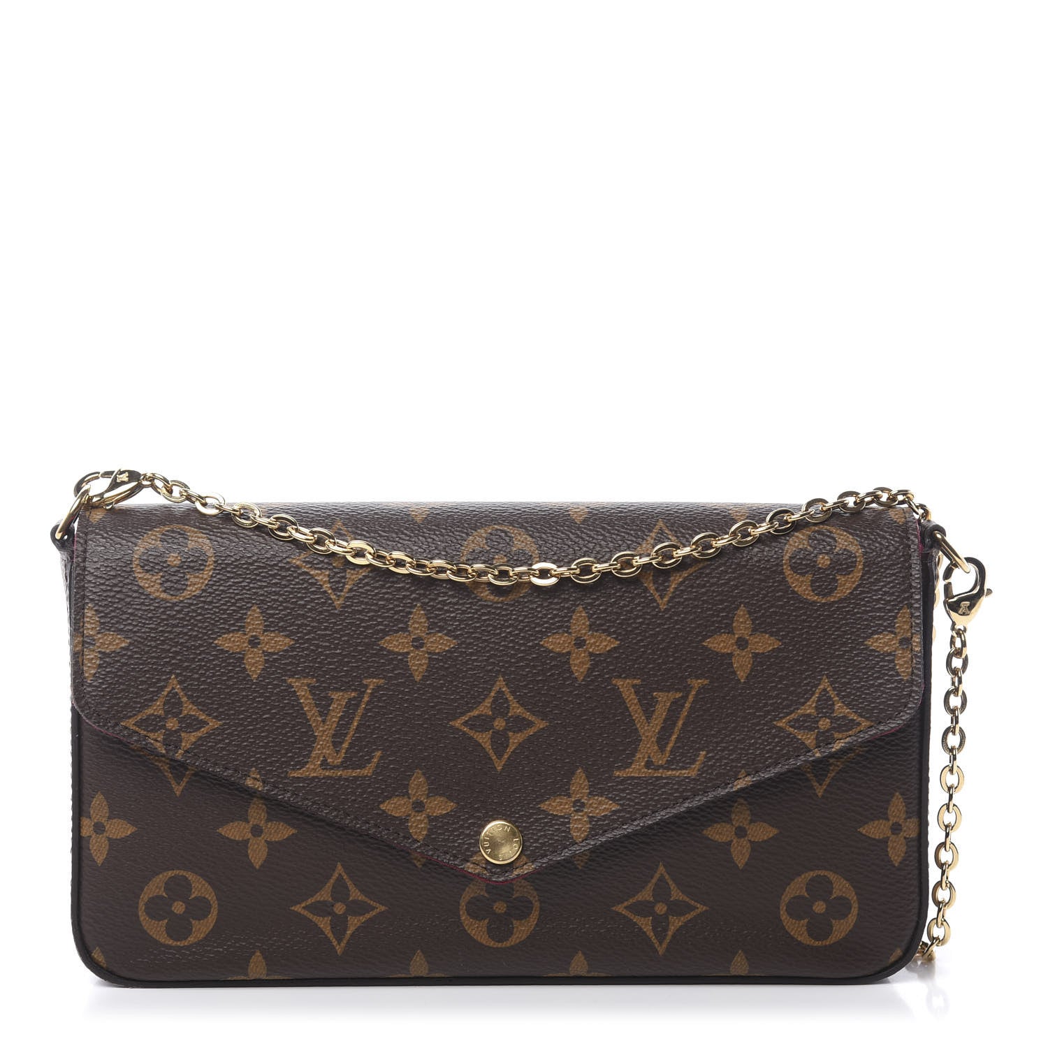 Louis Vuitton Monogram Pochette Felicie Chain Wallet Fuchsia 1 of 10