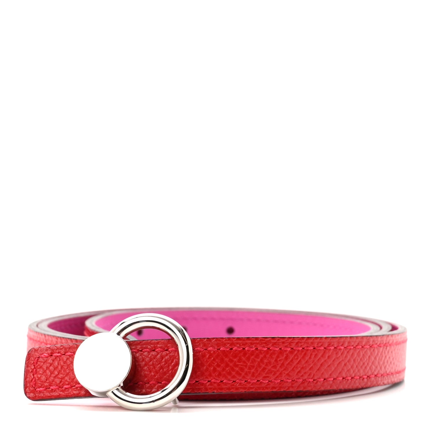 Hermes Swift Epsom 13mm Mini Laquee Reversible Belt 80 Rouge Casaque Magnolia 1 of 6