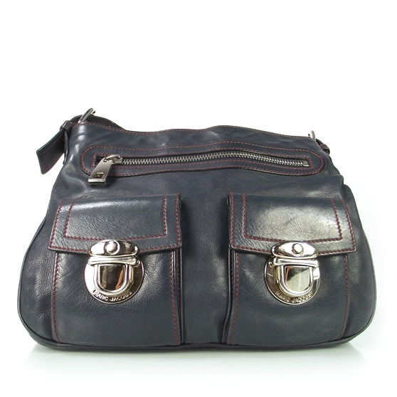 Marc Jacobs Leather Sophia Hobo Navy 1 of 8