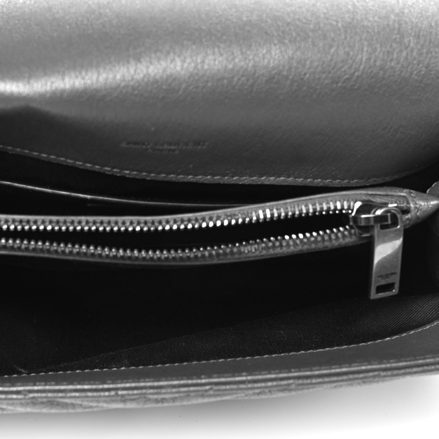 Saint Laurent Sheepskin Matelasse Chevron Monogram Medium College Bag Asphalt 7 of 15