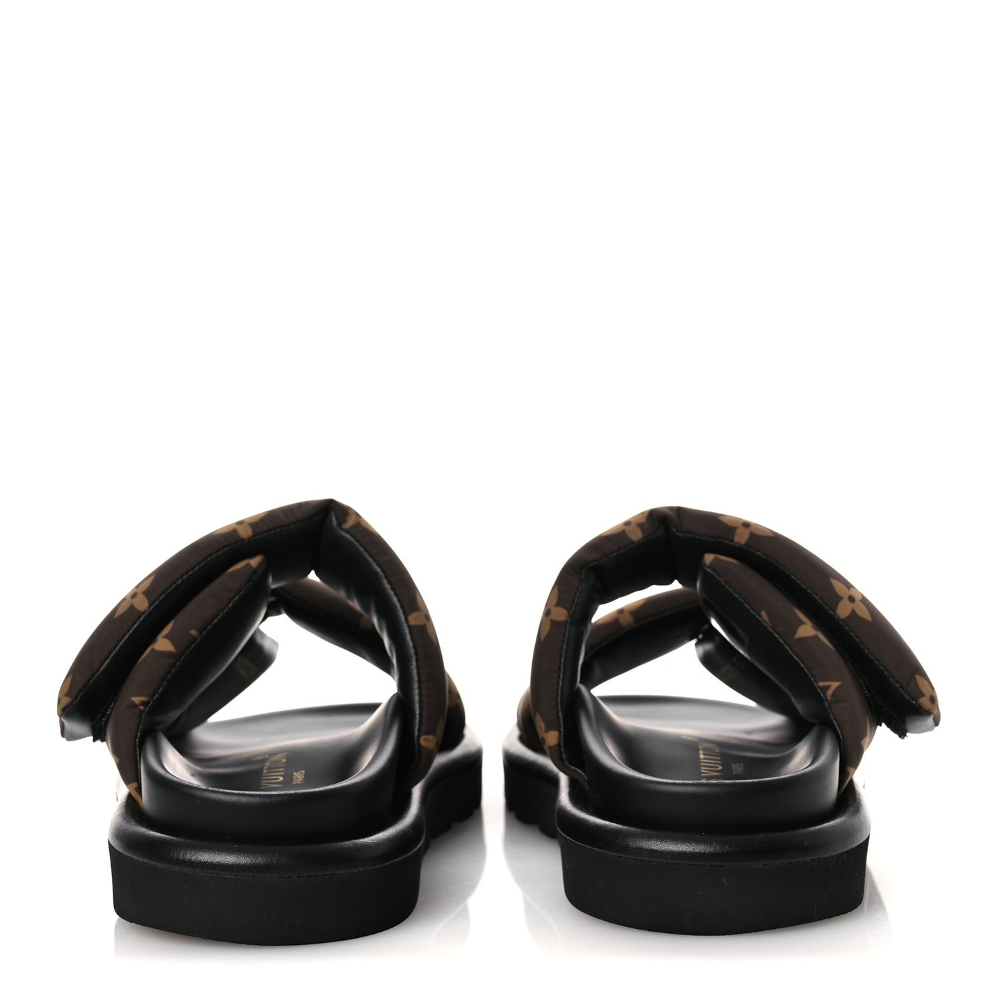 Nylon Monogram LV Pool Pillow Flat Comfort Mule 37 Cacao Brown 37 Cacao Brown