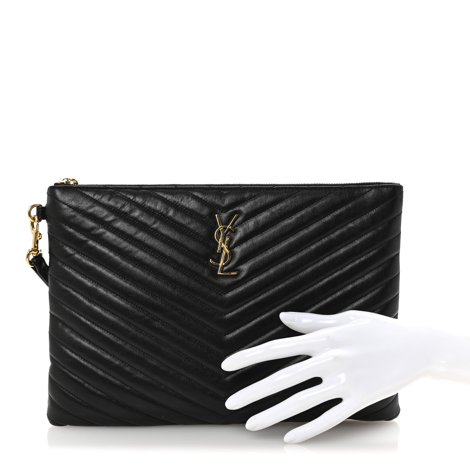 Saint Laurent Calfskin Matelasse Monogram Cassandre Tablet Pouch Black 3 of 12