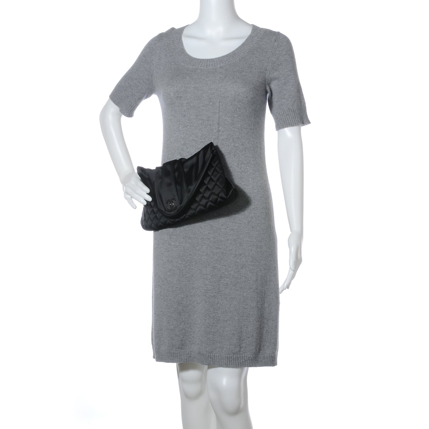 Satin Flap Clutch Black
