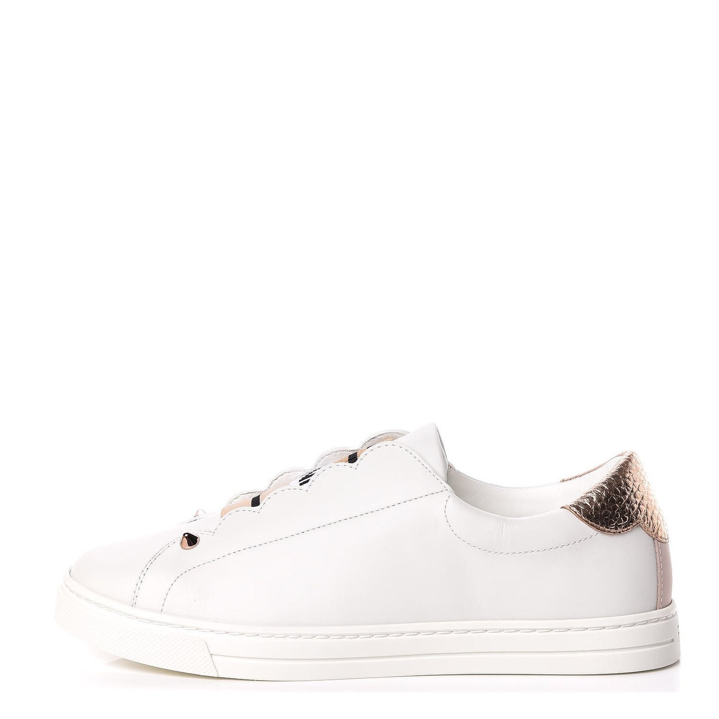 Vitello Lurex Rockoclick Slip On Sneakers 36.5 White Soap Rose Gold