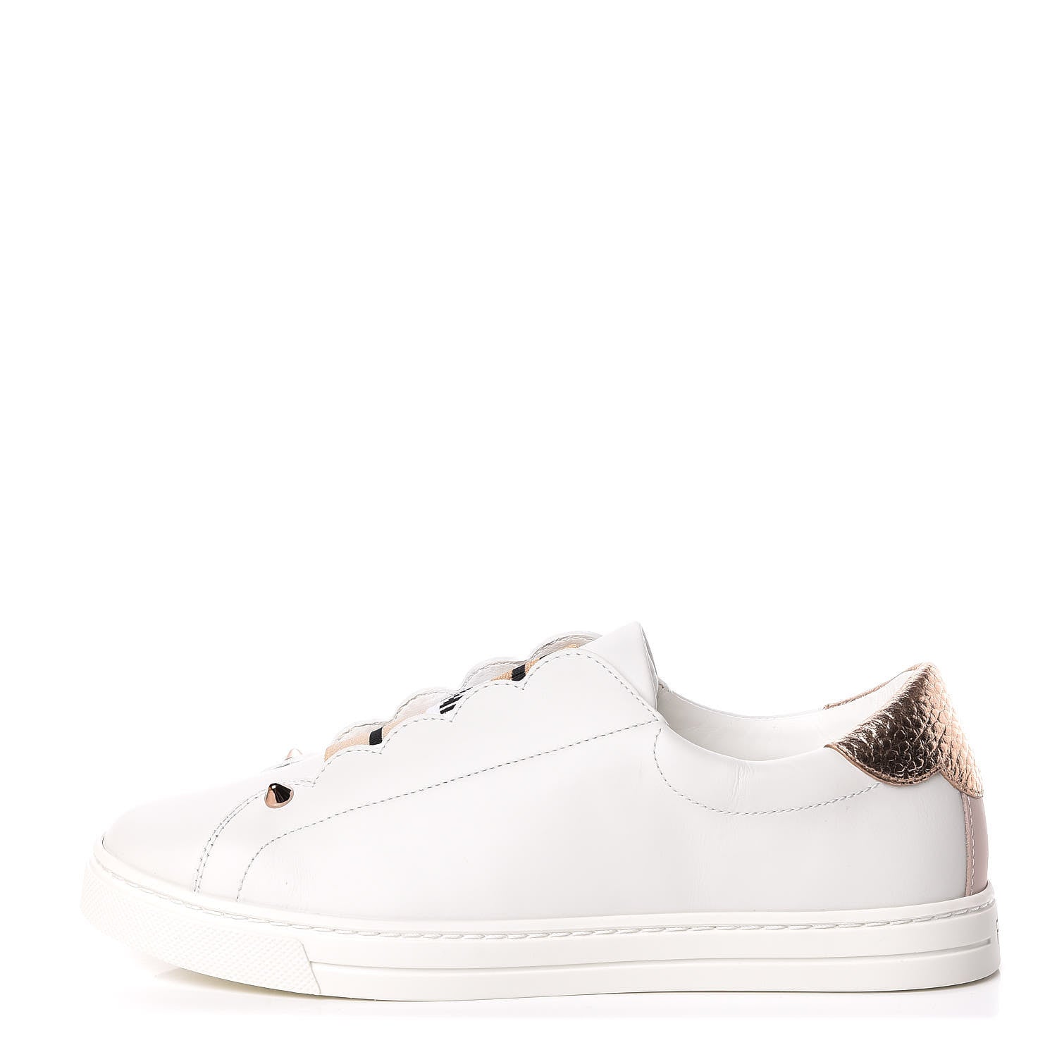 Fendi Vitello Lurex Rockoclick Slip On Sneakers 36.5 White Soap Rose Gold 1 of 10