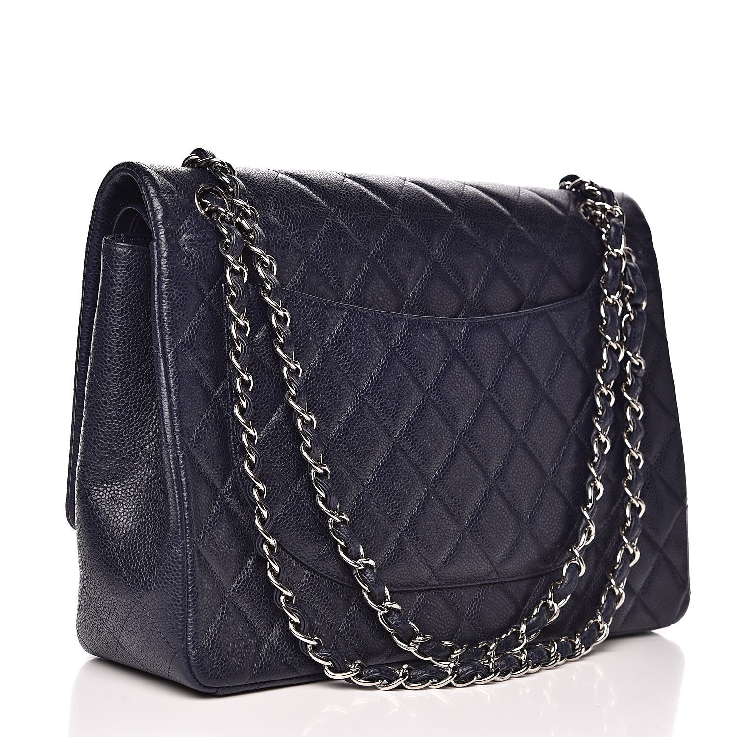 Chanel Caviar Quilted Maxi Double Flap Navy Blue 3 of 19