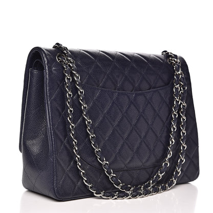 Chanel Caviar Quilted Maxi Double Flap Navy Blue 3 of 19