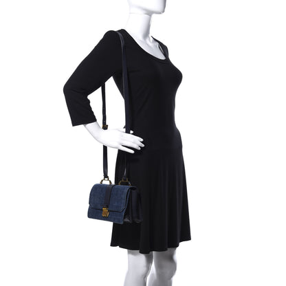 Miu Miu Denim Goatskin Bandoliera Madras Shoulder Bag Blue 2 of 10