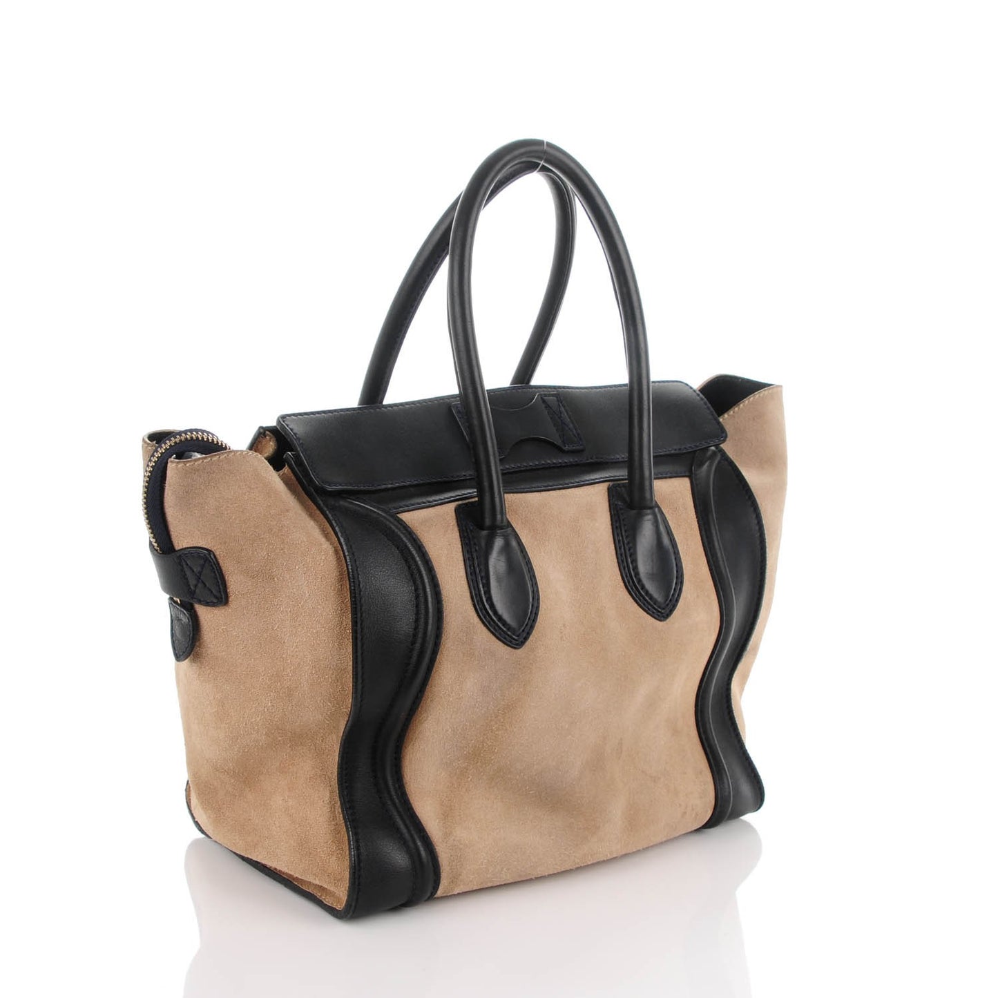 Smooth Calfskin Suede Mini Bi-Color Luggage Navy Dune