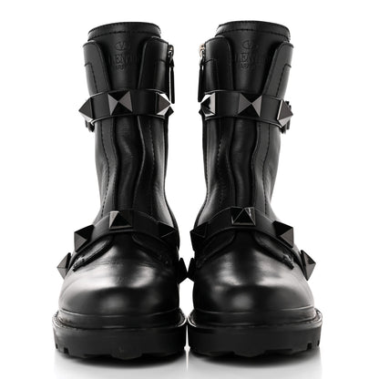 Valentino Garavani Calfskin Tonal Roman Stud 20/40mm Combat Boots 39 Black 2 of 17