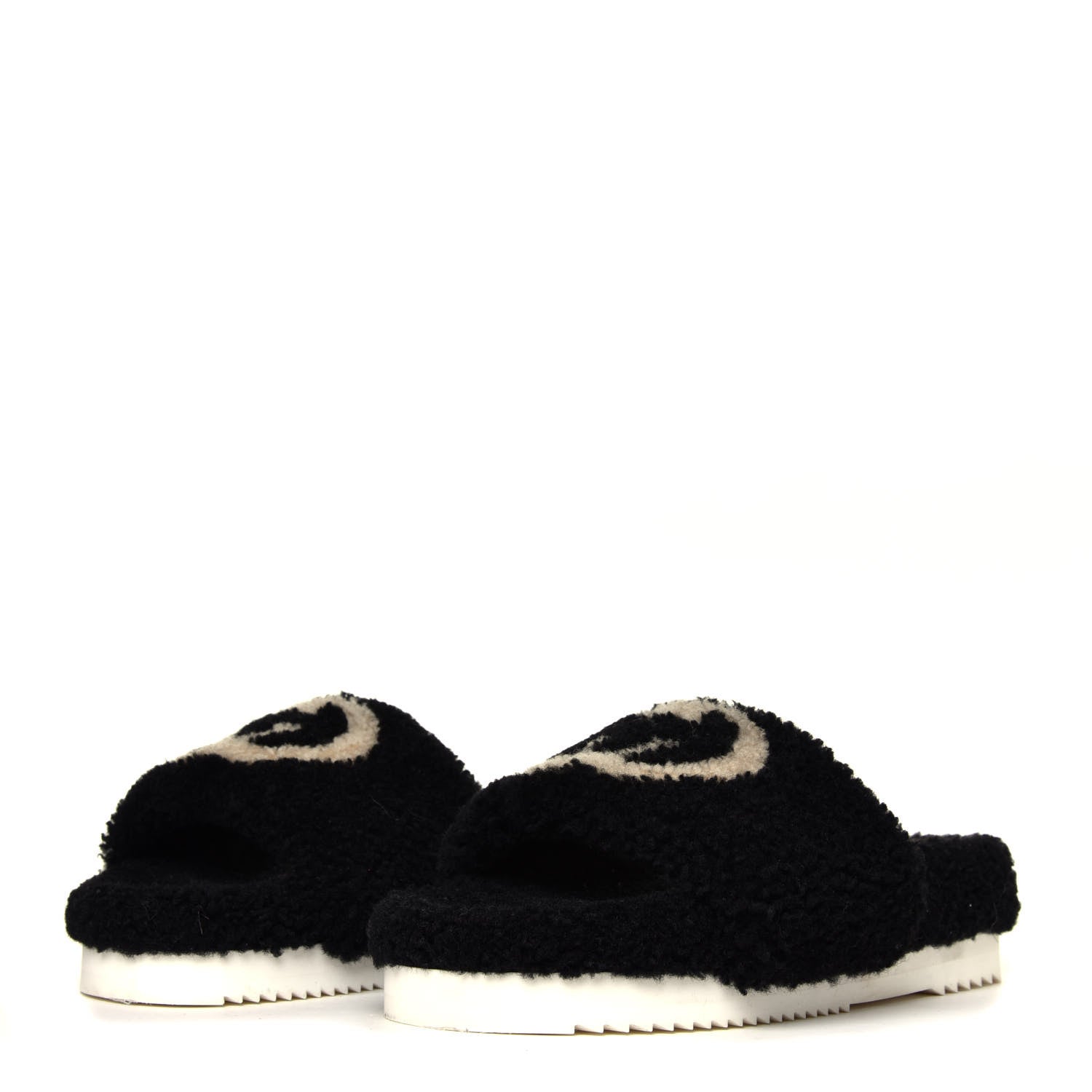 Gucci Shearling Womens Eileen Slide Sandals 38 Black Butterscotch 4 of 12
