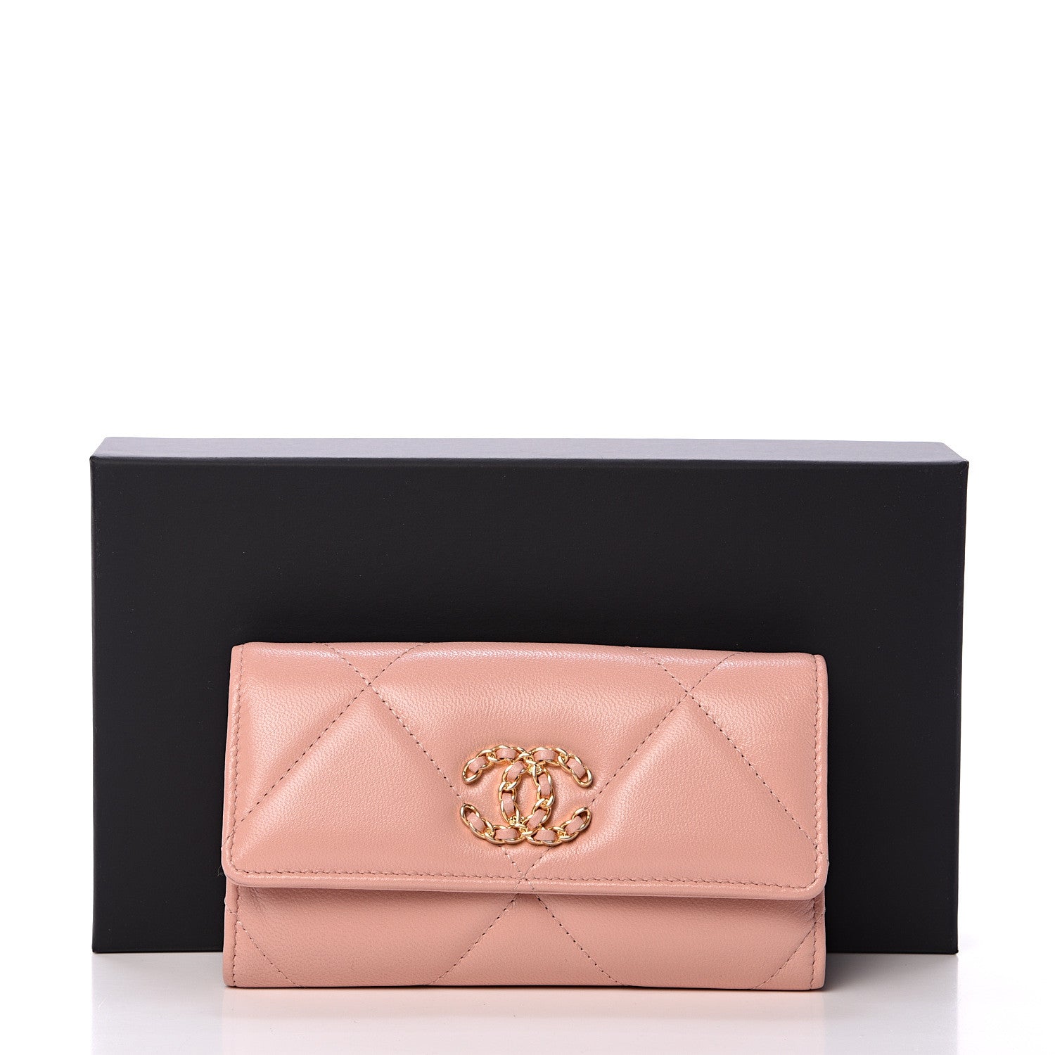 Chanel Shiny Goatskin Quilted 19 Flap Wallet Pink 8 of 8