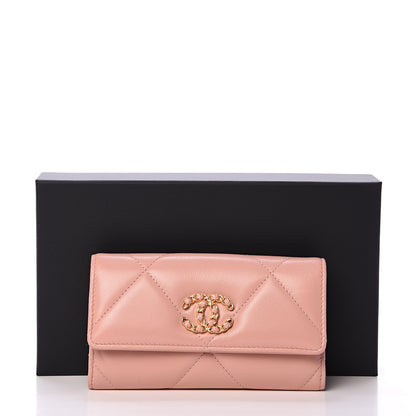 Chanel Shiny Goatskin Quilted 19 Flap Wallet Pink 8 of 8