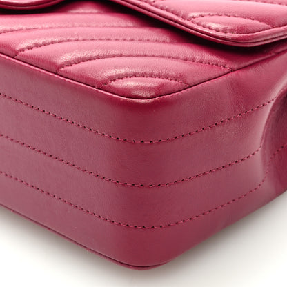 Chanel Lambskin Chevron Quilted Mini Rectangular Flap Dark Pink 9 of 10