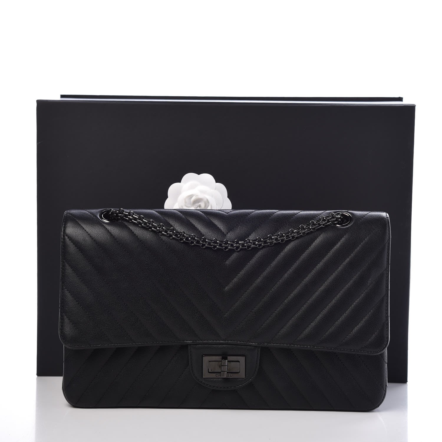 Chanel Sheepskin Chevron Quilted 2.55 Reissue 227 Flap So Black 9 of 9