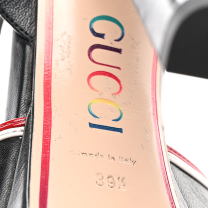 Gucci Malaga Kid Soft Patent Platform Pumps 39.5 Black Hibiscus Red Great White 6 of 13
