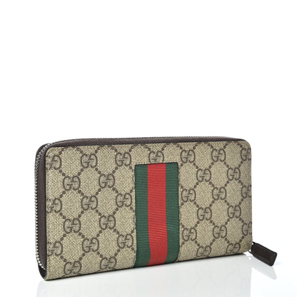 Gucci GG Supreme Monogram Web Bee Zip Around Wallet Beige Cocoa 3 of 10