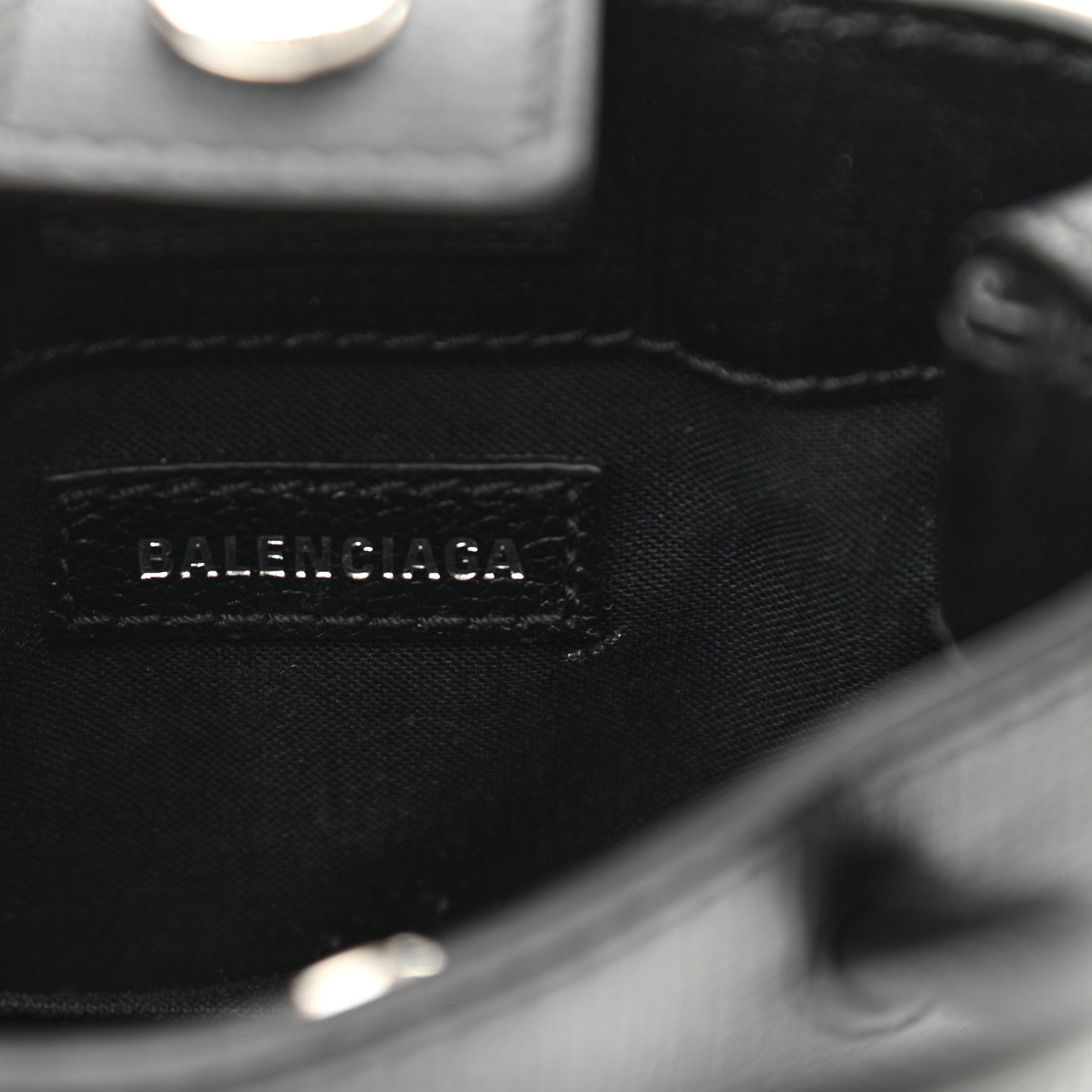 Squared Calfskin Logo Shopping Phone Holder Bag Black