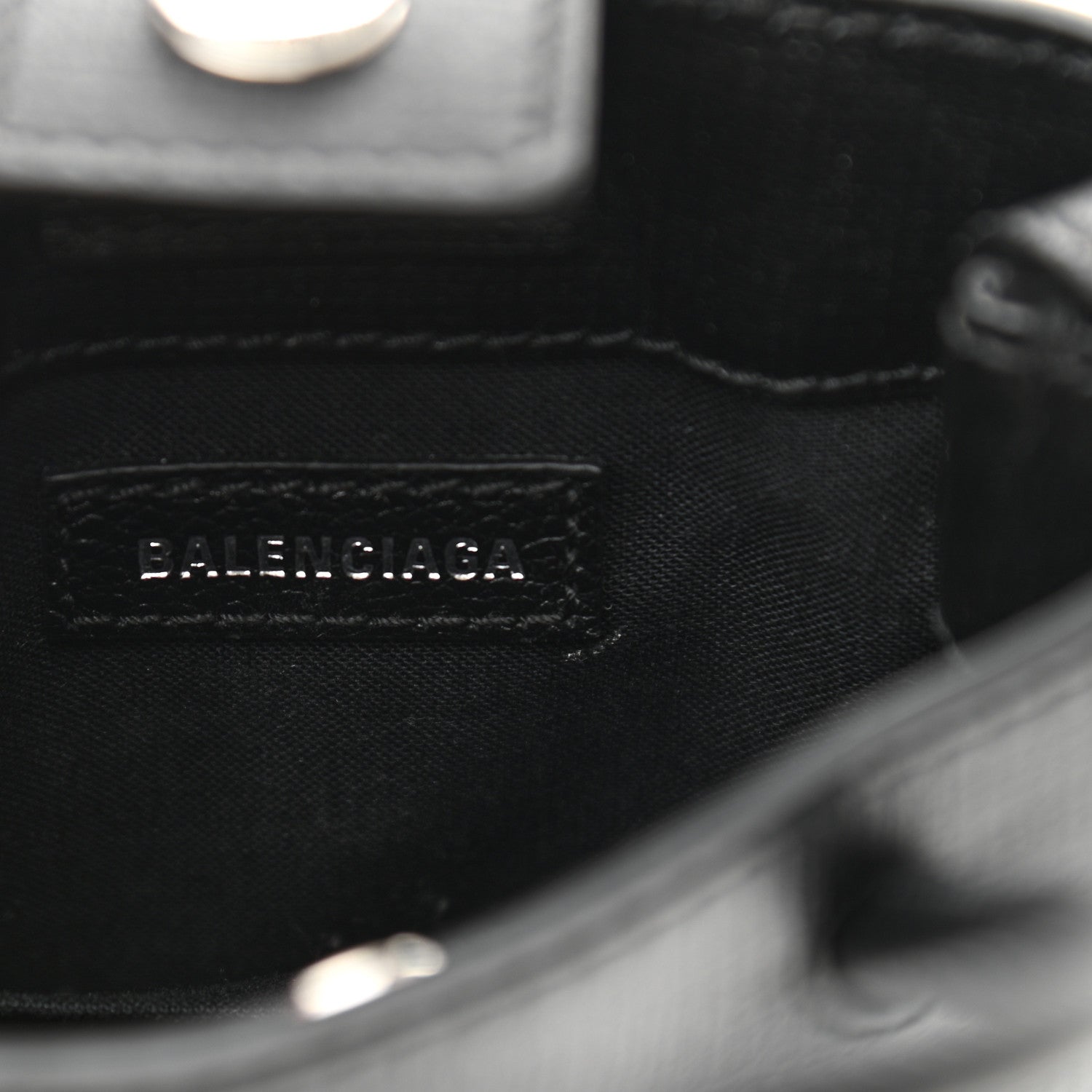Balenciaga Squared Calfskin Logo Shopping Phone Holder Bag Black 6 of 9