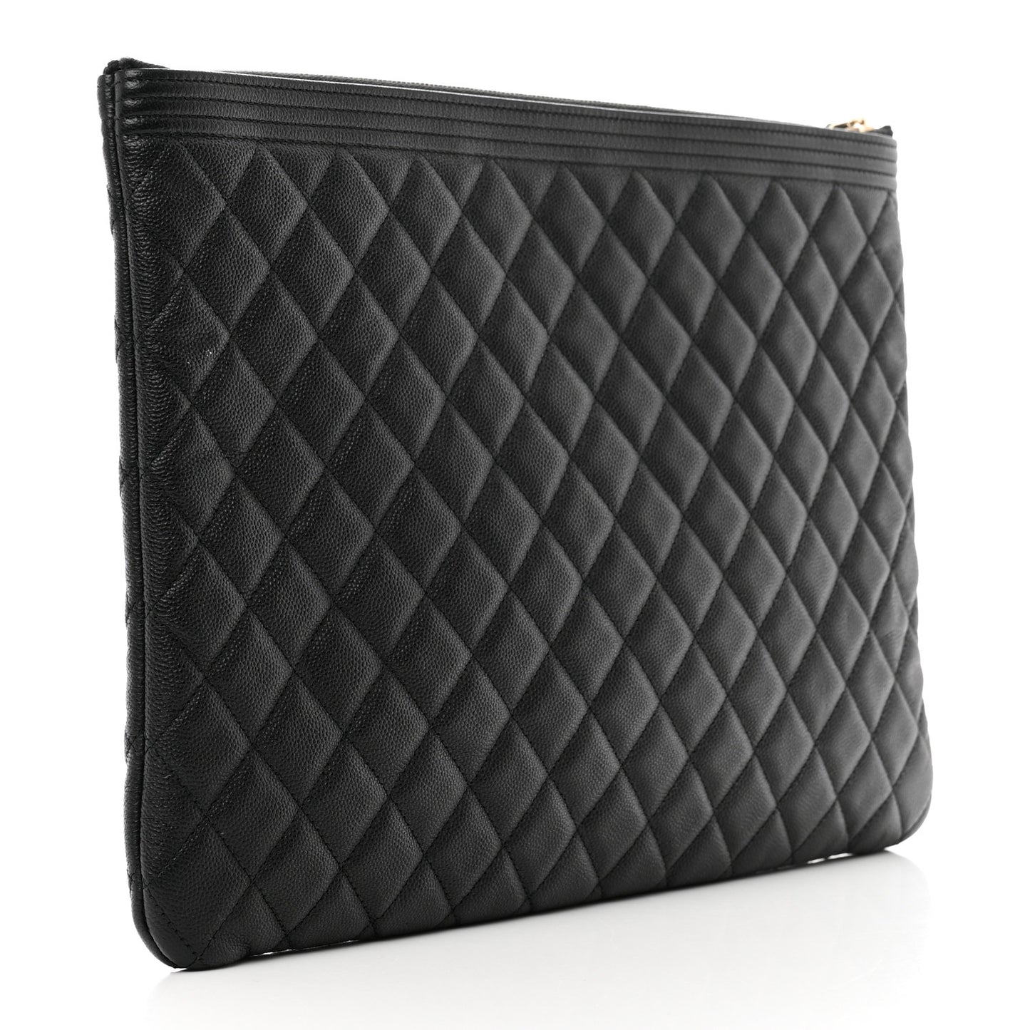 Caviar Quilted Large Boy Cosmetic Case Black