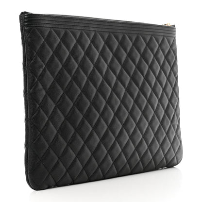 Chanel Caviar Quilted Large Boy Cosmetic Case Black 3 of 7