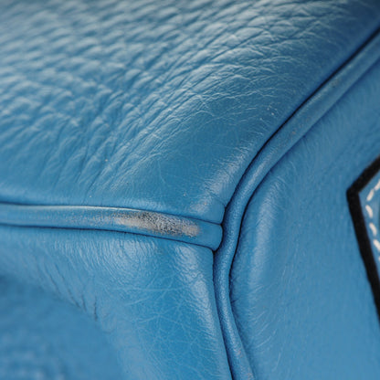 Hermes Taurillon Clemence Birkin 35 Blue Jean 26 of 33