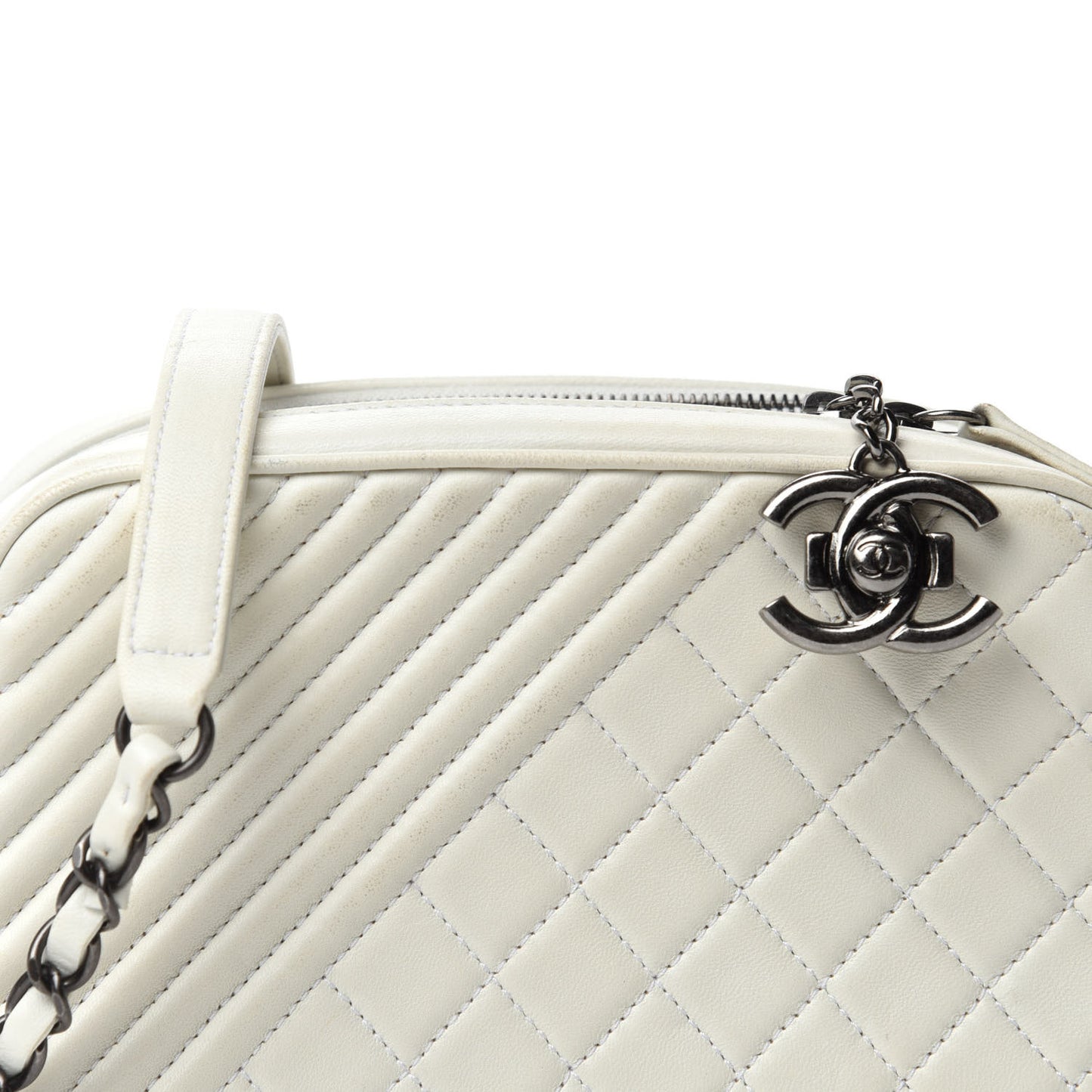 Lambskin Small Coco Boy Camera Case White