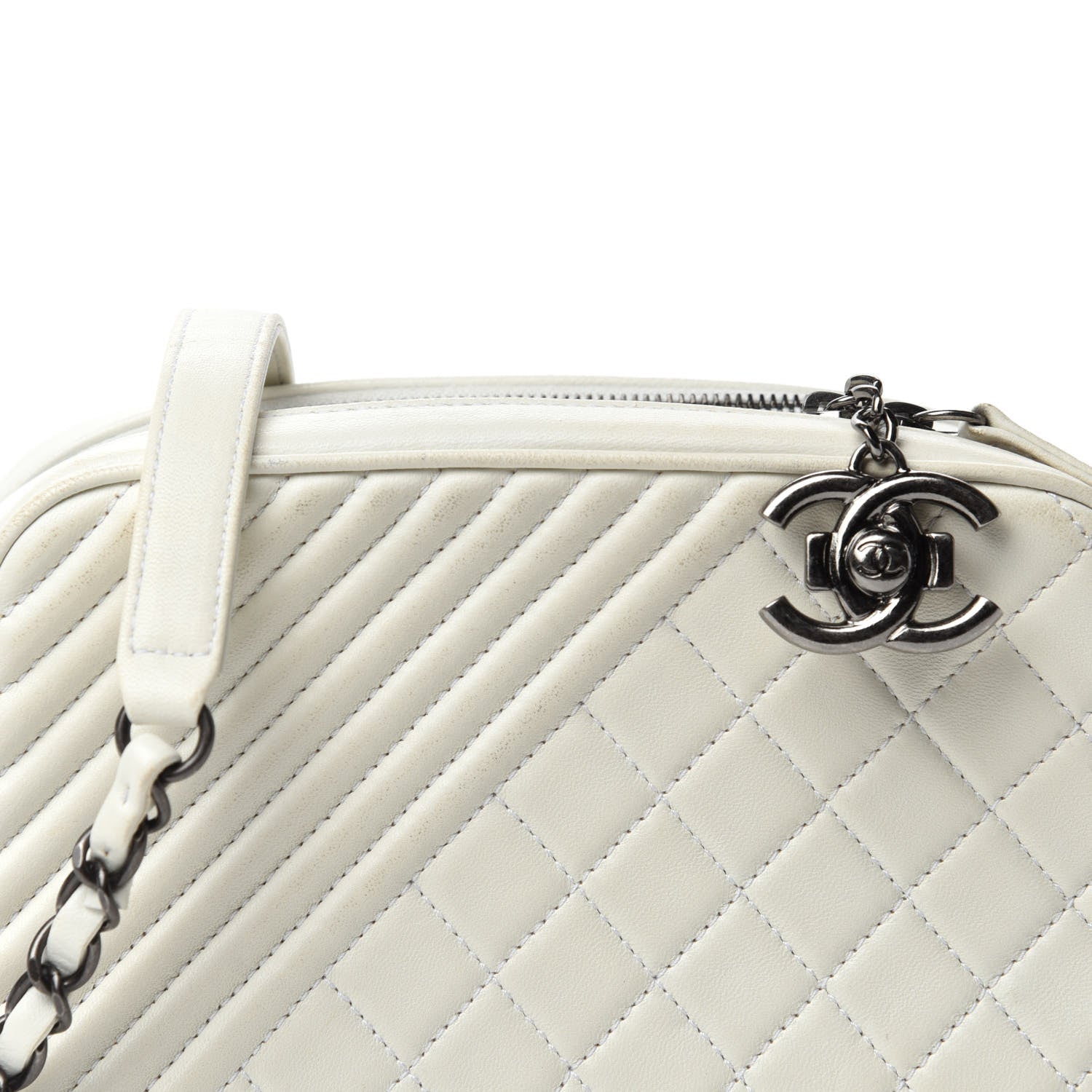Chanel Lambskin Small Coco Boy Camera Case White 12 of 13