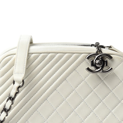 Chanel Lambskin Small Coco Boy Camera Case White 12 of 13