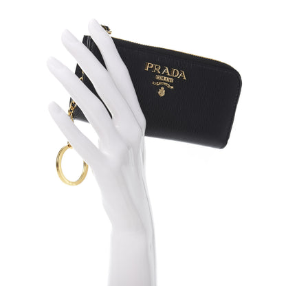 Prada Vitello Move Zip Around Key Holder Black 2 of 7