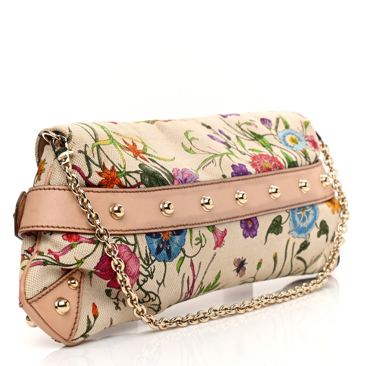 Canvas Flora Floral Horsebit Chain Clutch
