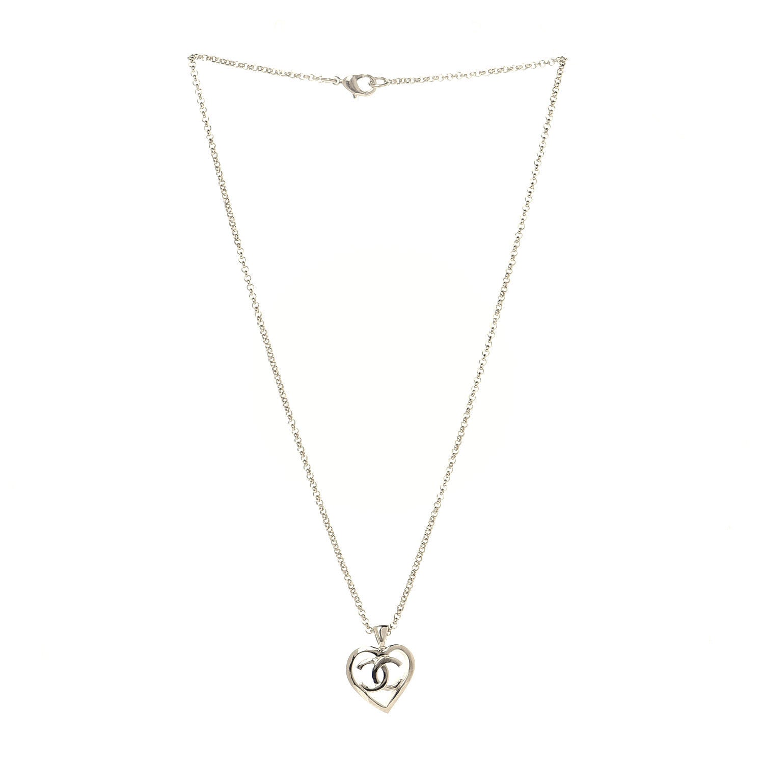 Chanel CC Heart Chain Pendant Necklace Gold 3 of 7